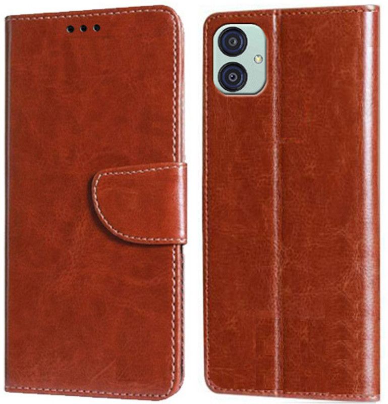 Nuvak Flip Cover for Samsung Galaxy M04, Samsung Galaxy A04e, Samsung Galaxy F04  (Brown, Magnetic Case, Pack of: 1)