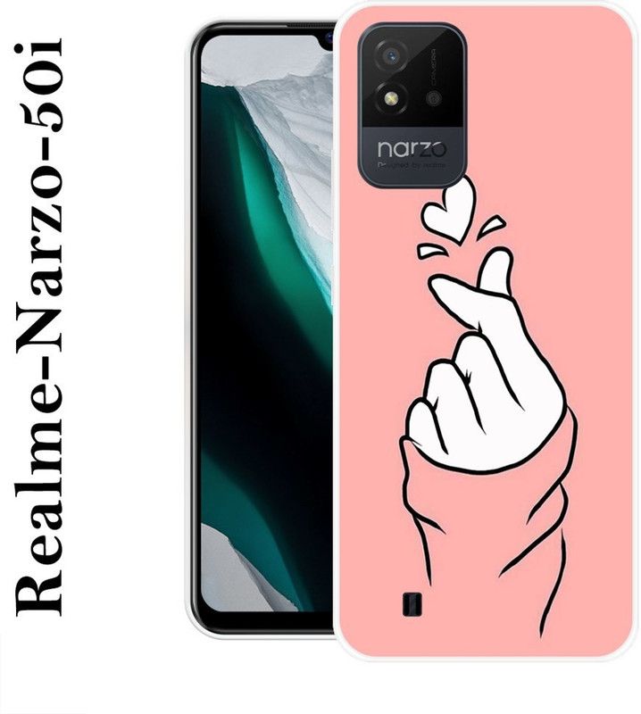 REDFLY Back Cover for Realme Narzo 50i  (Pink, White, Grip Case, Silicon)