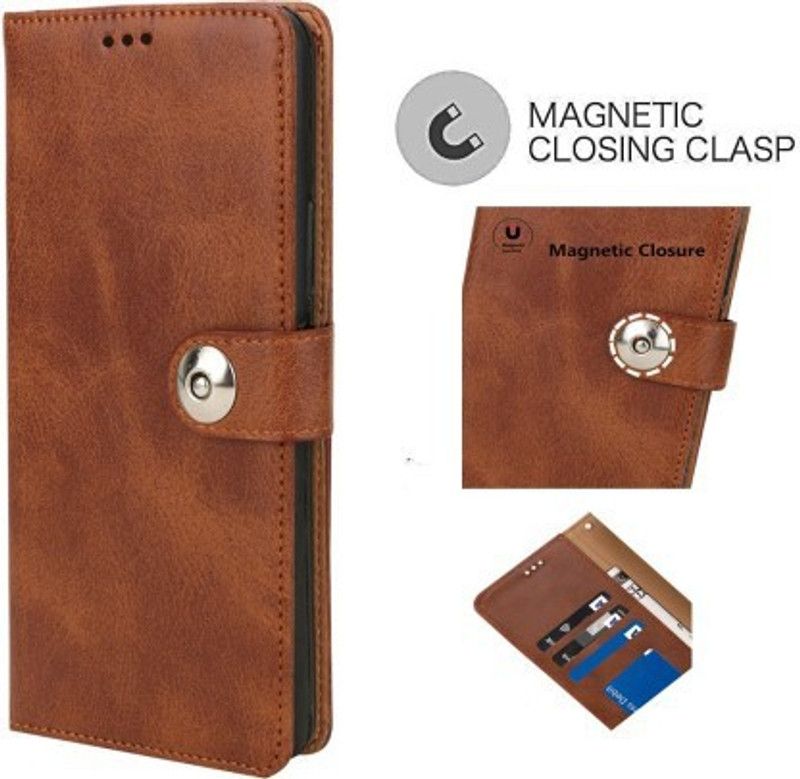 Aleppo Flip Cover for Poco C31 Magnetic Closure Flip Case  (Brown, Dual Protection)
