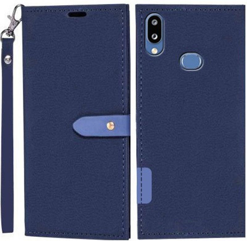 Krofty Flip Cover for Samsung Galaxy M01s  (Blue, Cases with Holder, Pack of: 1)