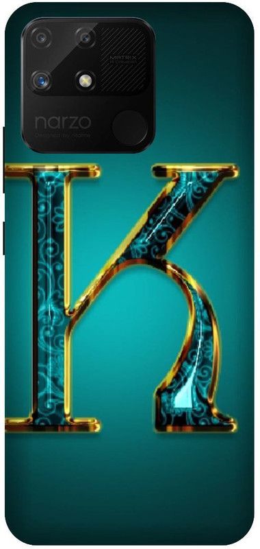 UMPRINT Back Cover for Realme Narzo 50A,RMX3430 K K atter Alphabet Printed Back Cover  (Multicolor, Shock Proof, Pack of: 1)