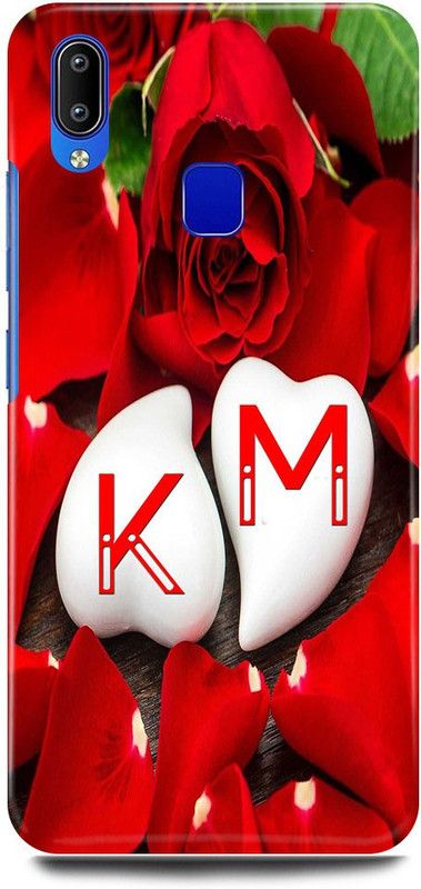 JUGGA Back Cover for Vivo Y93, 1814, K LOVES M NAME,K NAME, M LETTER, ALPHABET,K LOVE M NAME  (Red, Hard Case, Pack of: 1)