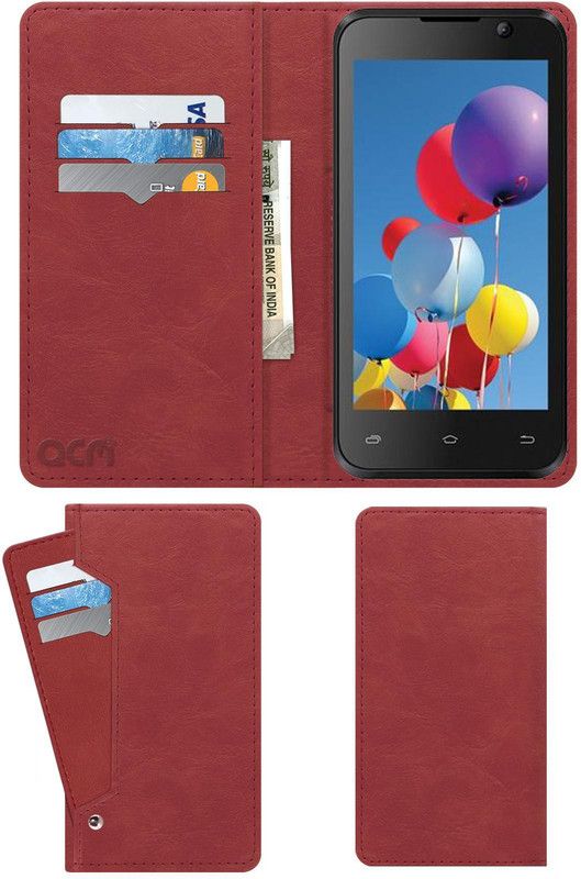 ACM Flip Cover for Intex Aqua Y3  (Pink, Cases with Holder, Pack of: 1)