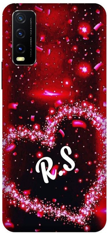 3D U PRINT Back Cover for VIVO Y20i,V2027 RS, R LOVES S, NAME, LETTER, ALPHABET, RS LOVE  (Red, Waterproof, Pack of: 1)