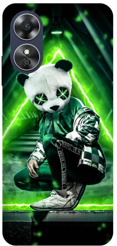 Dimora Back Cover for OPPO A17, NEONTRAPBOY PANDA MARSHMELLODJEDM MUSICSMILEY BOY  (Green, Hard Case, Pack of: 1)