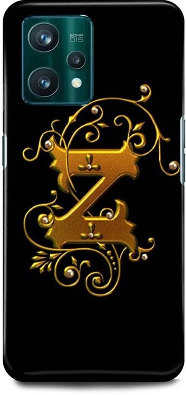 FIKORA Back Cover for Realme 9 Pro Plus 5G, Z, NAME, LETTER, ALPHABET, GOLD  (Black, Hard Case, Pack of: 1)