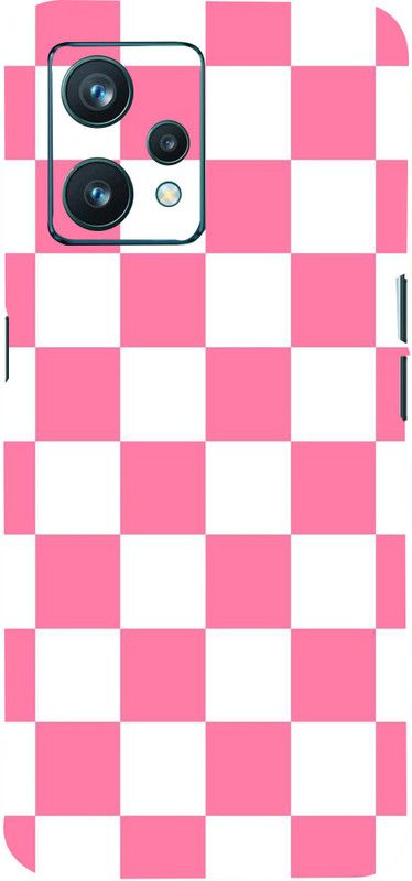 CLAXA Pink&White Checkers Realme 9 Pro Plus Back Skin Guard, Pink&White Checkers Mobile Skin  (Pink&White Checkers Series Skin With Super matte finish)