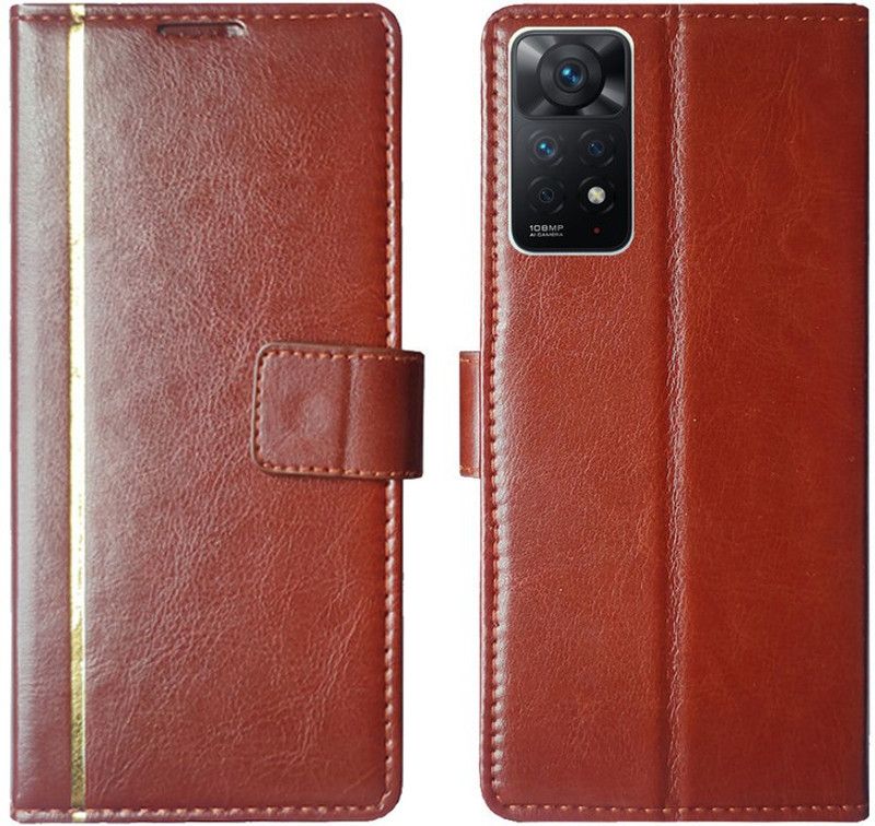 AD Enterprises Flip Cover for Redmi Note 11 Pro in High Quality Material  (Brown, Magnetic Case, Pack of: 1)