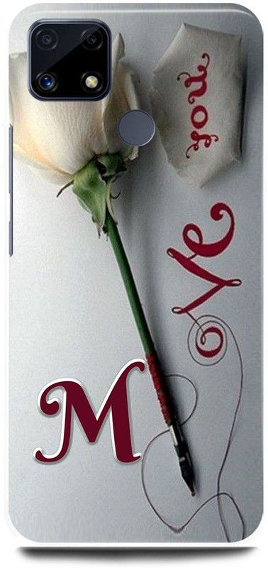 FRONK Back Cover for Realme C25s, RMX3197, M, NAME, LETTER, ALPHABET, LOVE  (Silver, Hard Case, Pack of: 1)