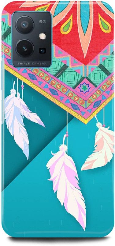 play fast Back Cover for Vivo T1 5G, V2141 FEATHER, LEAF, ABSTRACT, ART  (Blue, Hard Case, Pack of: 1)