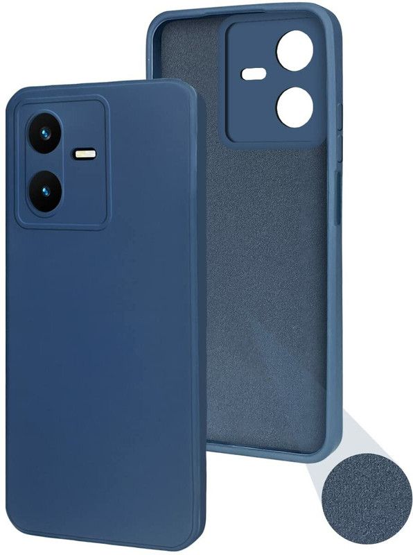 AIBEX Back Cover for Vivo Y22|Liquid TPU Silicone Shockproof Flexible with Camera Protection  (Blue, Flexible, Pack of: 1)