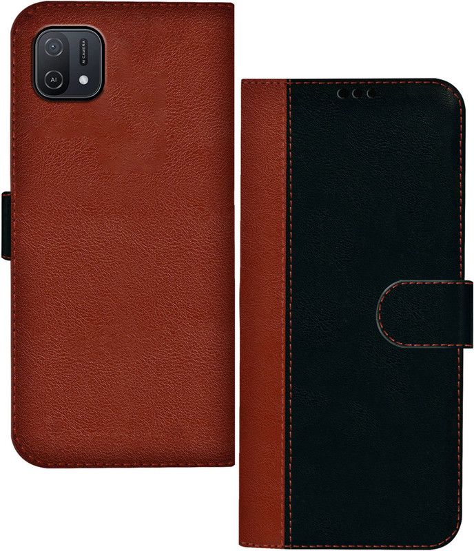 HUPSHY Back Cover for OPPO A16e  (Black, Brown, Pack of: 1)