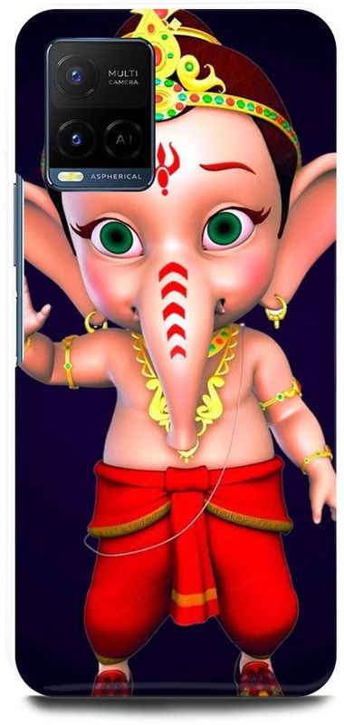 DIKRO Back Cover for Vivo Y33T, V2146, GANESHJI, LORD, GANESHA, GANPATI, BAPPAMORYA  (Brown, Hard Case, Pack of: 1)