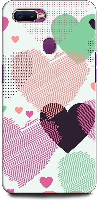 KEYCENT Back Cover for OPPO A7, CPH1901 LOVE, AMOR, TOGETHER, HEART, RED, PINK  (Multicolor, Shock Proof, Pack of: 1)