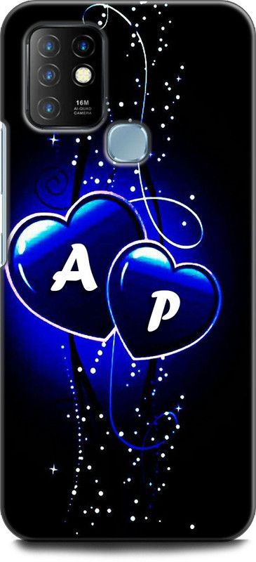 WallCraft Back Cover for Infinix Hot 10 A P, A LOVES P, NAME, ALPHABET, AP LOVE, HART, BLUE  (Multicolor, Dual Protection, Pack of: 1)