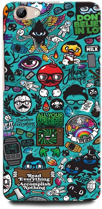 ORBIQE Back Cover for ViVO Y71i 1801/1731B LOVE, FUNNY, HAPPY, TOGETHER, CARTOON  (Multicolor, Hard Case, Pack of: 1)