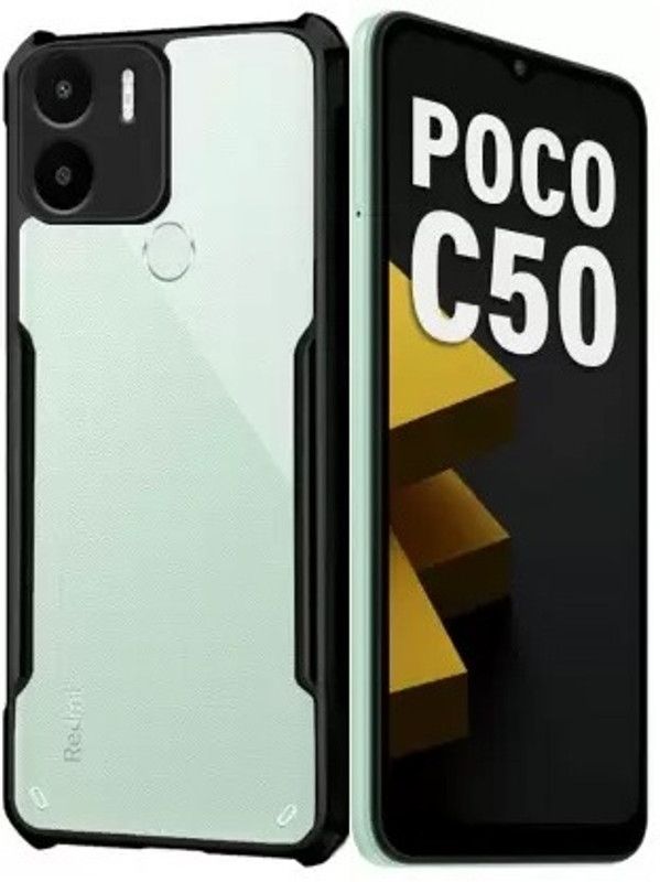 S-Hardline Back Cover for POCO C50, Premium Boom TPU Transparent case  (Black, Pack of: 1)