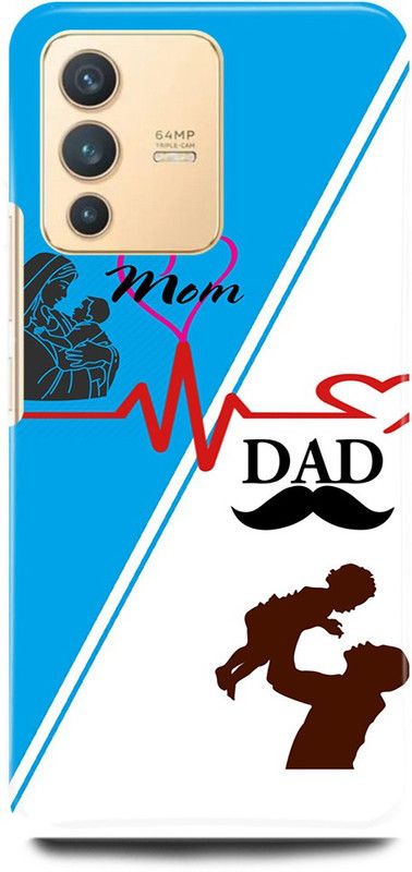 JUGGA Back Cover for Vivo V23 5G, V2130, MOTHER, MAA, FATHER, LIFE LINE, I LOVE MY MOM DAD  (Blue, Hard Case, Pack of: 1)