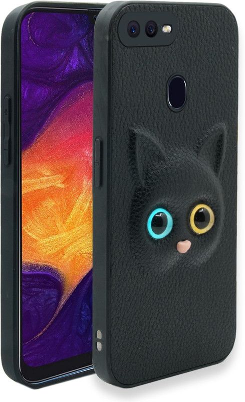 Rance Back Cover for Oppo F9 Pro 3D Kitty Eyes Artificial Leather Case  (Black, Grip Case)