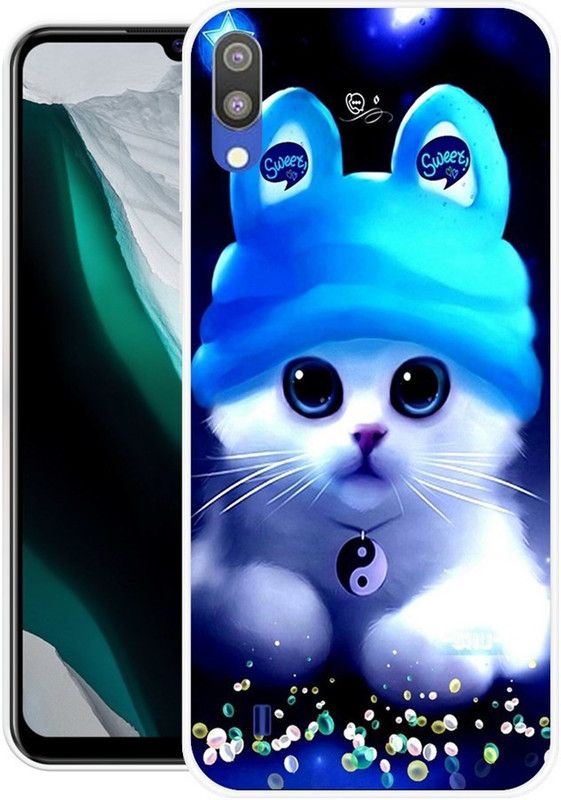 NEVYZAP Back Cover for Samsung Galaxy M01  (Blue, White, Grip Case, Silicon, Pack of: 1)