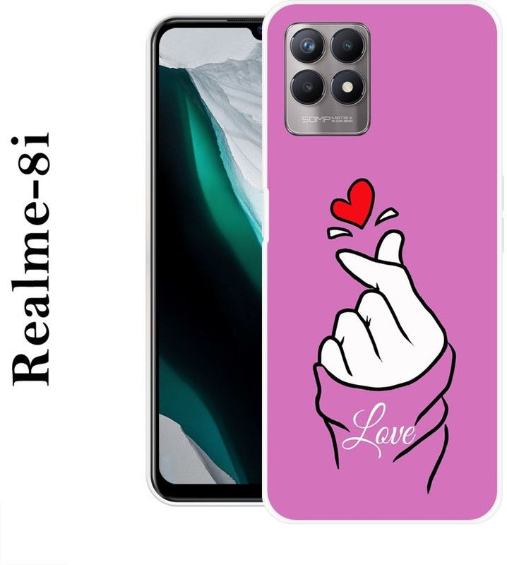 SUPERCASE Back Cover for Realme 8i  (Pink, White, Grip Case, Silicon)