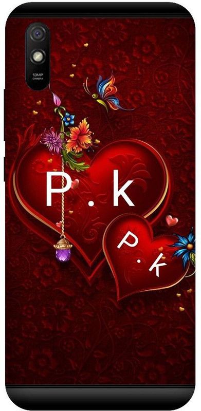 PHONE WALEY.COM Back Cover for Redmi 9i ,MZB080UIN , PK, P LOVES K,PK NAME, PK Love Printed  (Red, Hard Case, Pack of: 1)