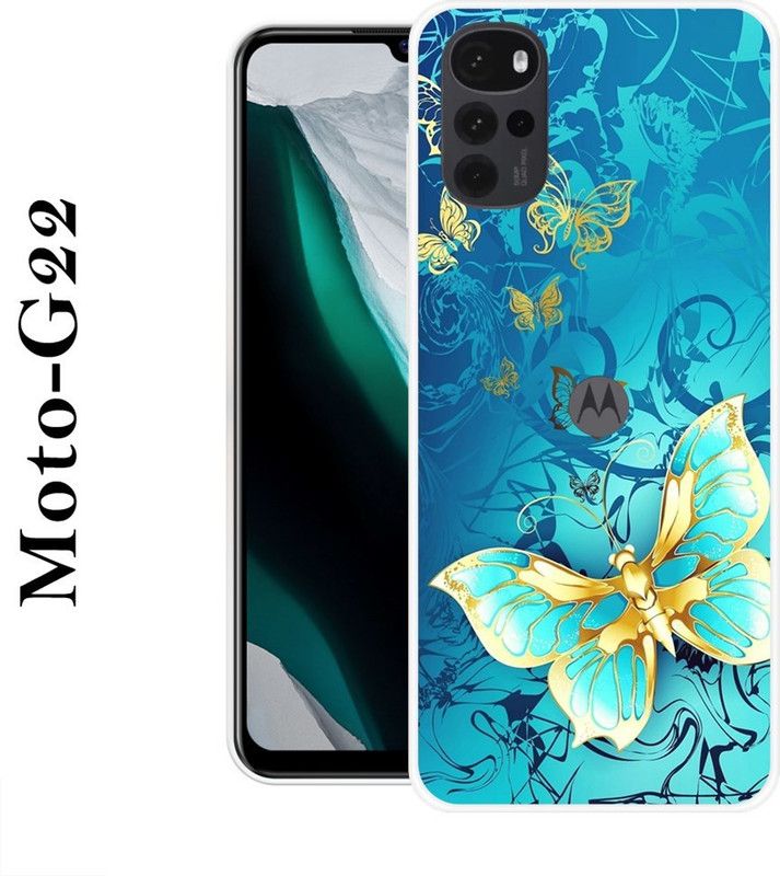 REALKING Back Cover for Motorola Moto G22  (Blue, Gold, Grip Case, Silicon)
