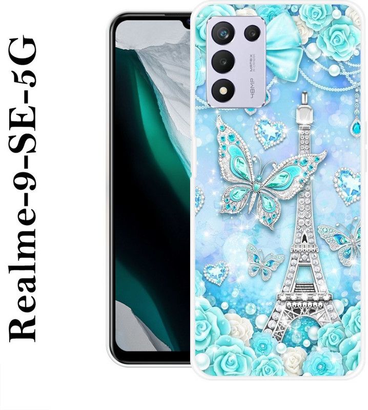 SIMAWAT Back Cover for Realme 9 SE 5G  (Blue, Silver, Grip Case, Silicon)