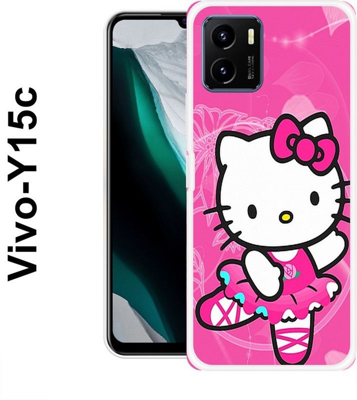 SHIVKUDI Back Cover for Vivo Y15c  (Pink, White, Grip Case, Silicon)