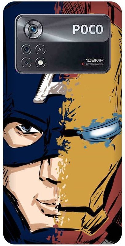 play fast Back Cover for POCO X4 Pro 5G, CAPTAIN, AMERICA, IRON, MAN, FACE  (Multicolor, Hard Case, Pack of: 1)