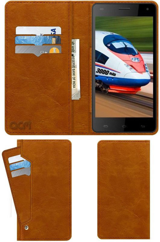 ACM Flip Cover for Celkon Millennium Power Q3000  (Gold, Cases with Holder, Pack of: 1)
