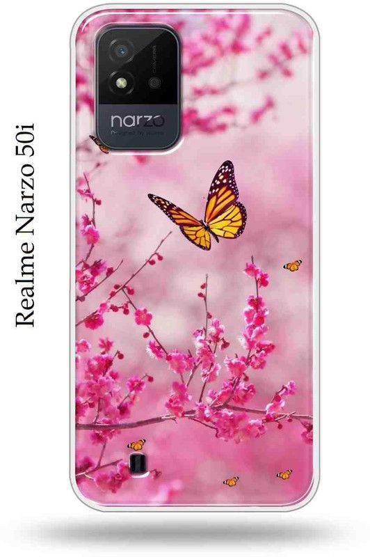 Jaipur Print Hub Back Cover for Realme Narzo 50i  (Pink, Anti-radiation, Silicon, Pack of: 1)