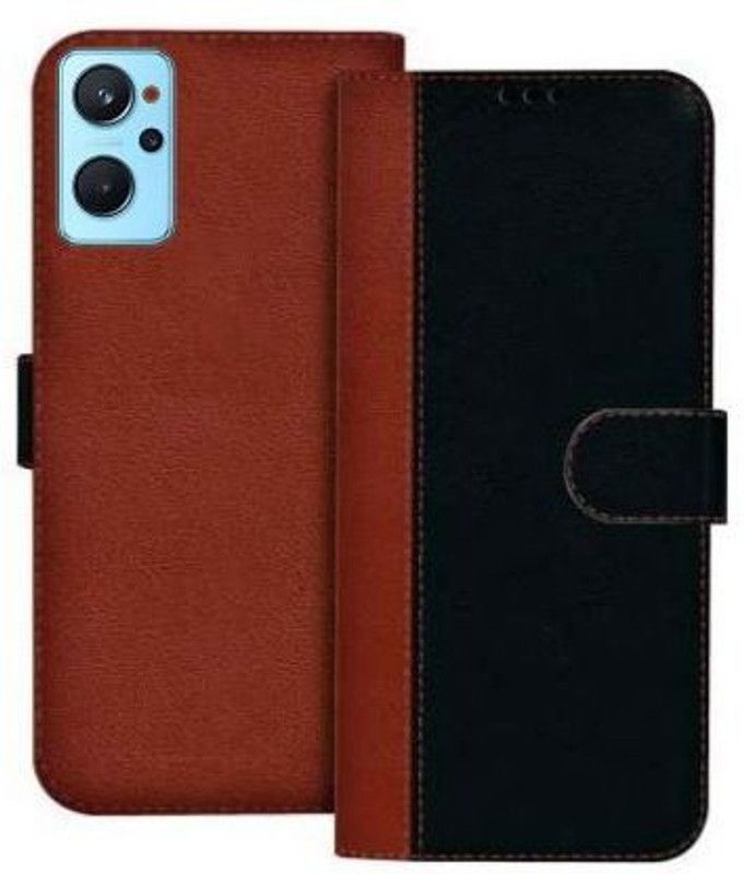 YuniKase Flip Cover for OPPO K10 Back Cover in Cases & Covers  (Black, Brown, Pack of: 1)