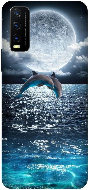 URCHIN Back Cover for Vivo Y20 dolphin, fish, Moon, Water, nature, Night, Cool, Wallpaers  (Multicolor, Shock Proof, Pack of: 1)