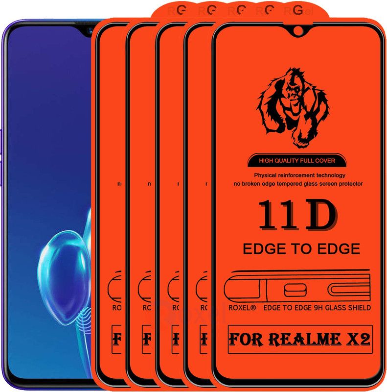 Roxel Edge To Edge Tempered Glass for Realme X2  (Pack of 5)