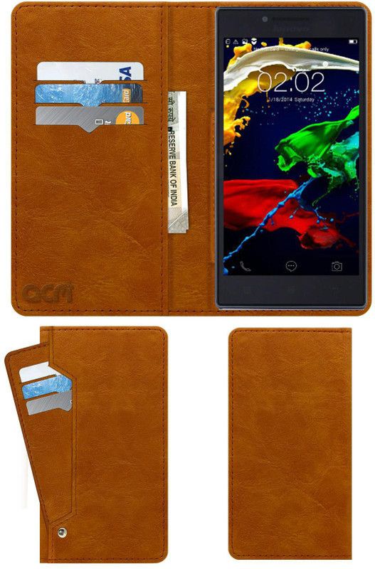 ACM Flip Cover for Lenovo P70  (Gold, Cases with Holder, Pack of: 1)