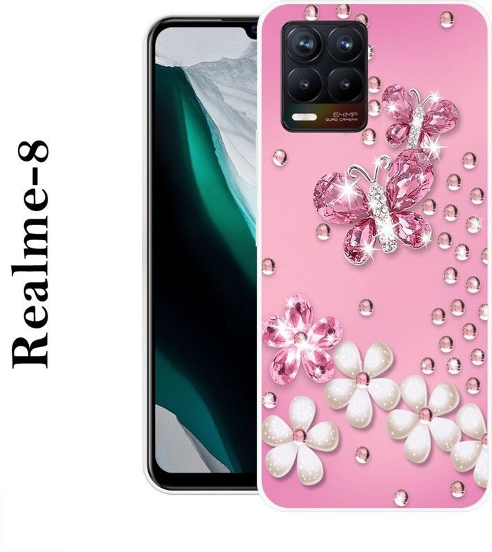 KLC Back Cover for Realme 8  (Pink, Grip Case, Silicon)