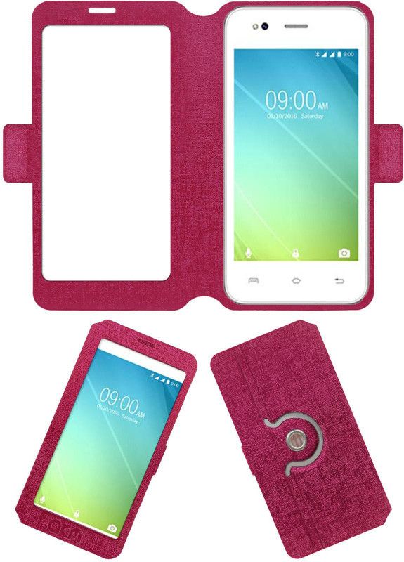 ACM Flip Cover for Lava A50  (Pink, Cases with Holder, Pack of: 1)