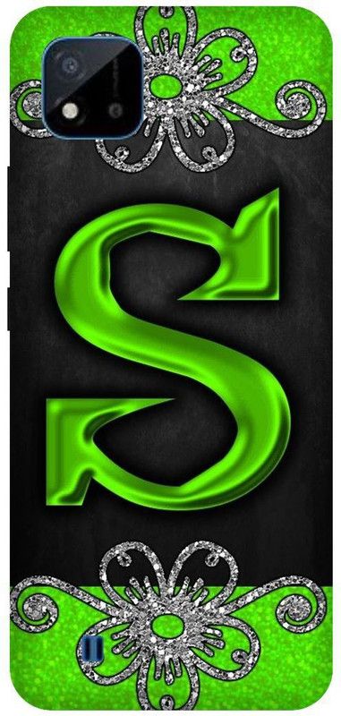 3D U PRINT Back Cover for Realme C20 ,RMX3061,RMX3063 S letter,S name S word  (Green, Waterproof)