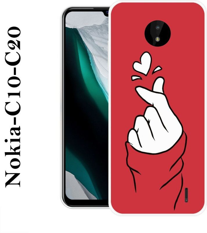 SIMAWAT Back Cover for Nokia C20  (Red, White, Grip Case, Silicon)