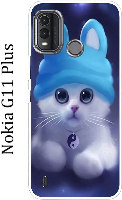 mitzvah Back Cover for Nokia G11 Plus  (Blue, White, Grip Case, Silicon, Pack of: 1)