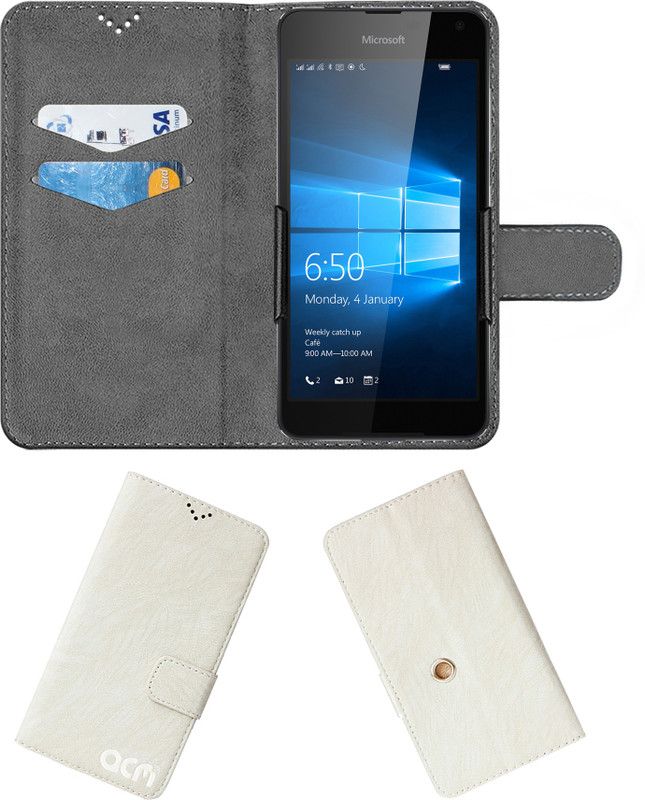 ACM Flip Cover for Microsoft Lumia 650 Dual Sim  (White, Cases with Holder, Pack of: 1)