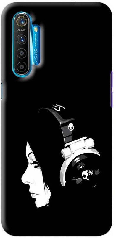 NDCOM Back Cover for REALME X2 Black Music Girl Printed  (Multicolor, Hard Case, Pack of: 1)