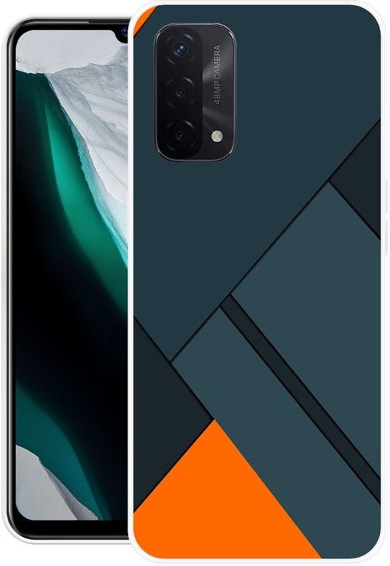 Krtagy Back Cover for Oppo A74 5G  (Blue, Orange, Silicon, Pack of: 1)