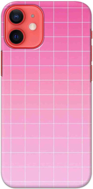 NDCOM Back Cover for iPhone 12 Mini Pink Grid Printed  (Multicolor, Hard Case, Pack of: 1)