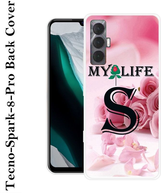 SHIVKUDI Back Cover for Tecno Spark 8 Pro  (Pink, Black, Silicon)
