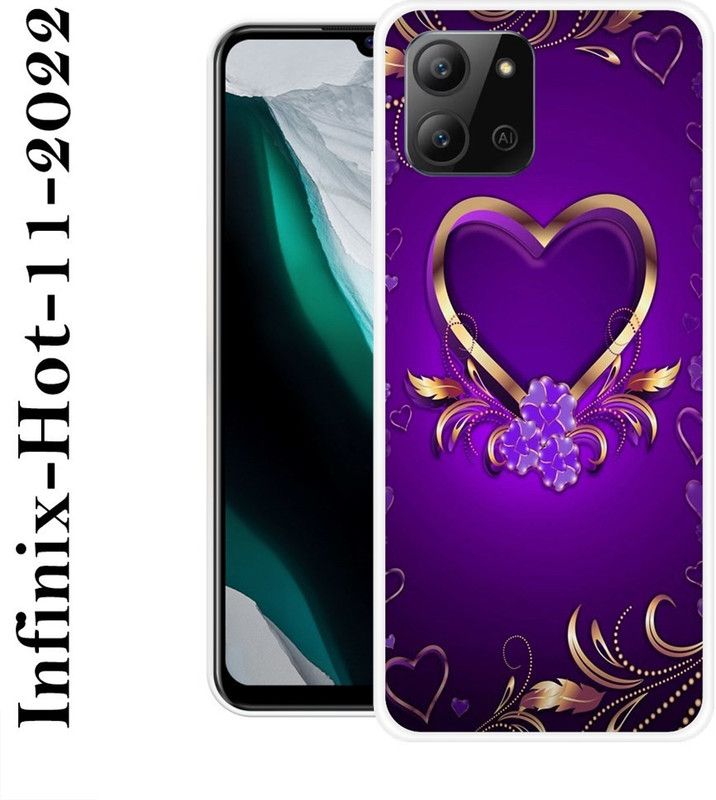 INDIALAND Back Cover for Infinix Hot 11 2022  (Purple, Gold, Silicon)