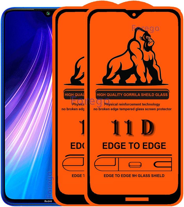 Forego Edge To Edge Tempered Glass for Mi Note 8  (Pack of 2)