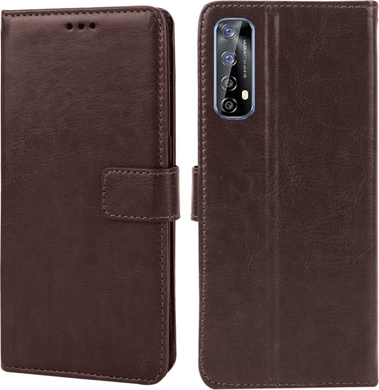 RK Seller Flip Cover for Realme 7 PU Leather Vintage Case with Card Holder and Magnetic Stand  (Brown, Shock Proof, Pack of: 1)