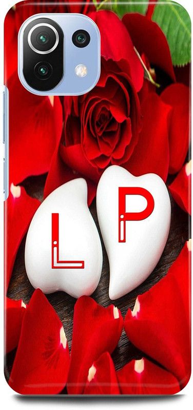 JUGGA Back Cover for Mi 11 Lite, L LOVES P NAME,L NAME, P LETTER, ALPHABET,L LOVE P NAME  (Red, Hard Case, Pack of: 1)